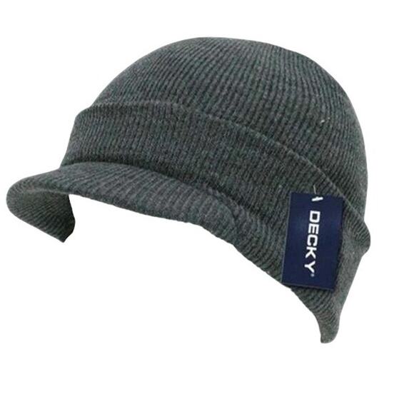 Decky 8009-HCH Jeep Watch Cap Hat Knit Heather Charcoal Gray GI Military Ski - Picture 10 of 11